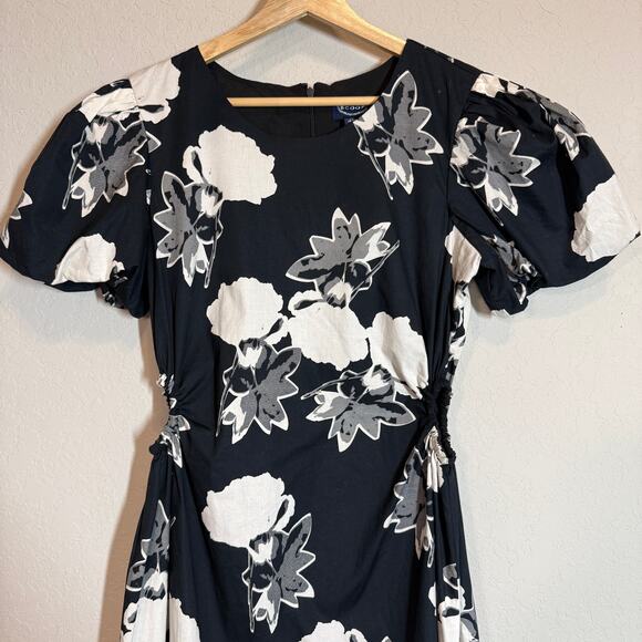 Women's Scoop Black and White Floral Dress with Peek-a-Boo Hole Waist Size M NEW - Picture 11 of 11